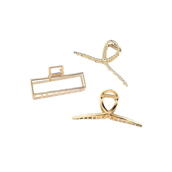 METAL CLAW CLIP TRIOS (GOLD) - Picture 1 of 6